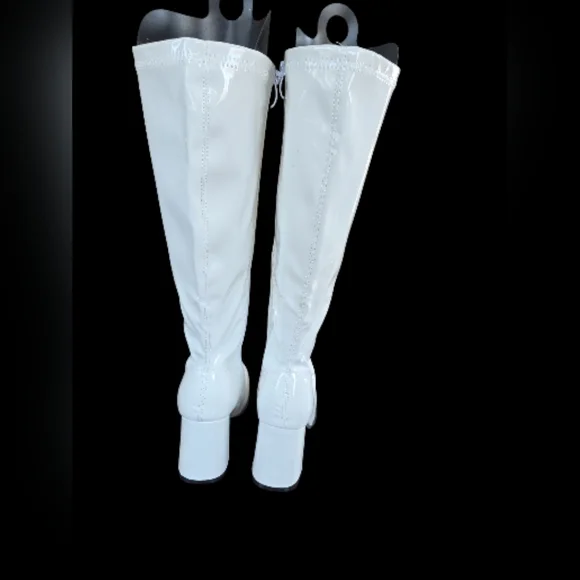 Rubie's White Patent Knee-High Block Heel GoGo Boots - Picture 3 of 11